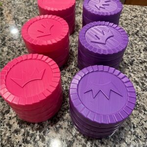 Large checkers GIRLS Pink and Purple Crown coins
